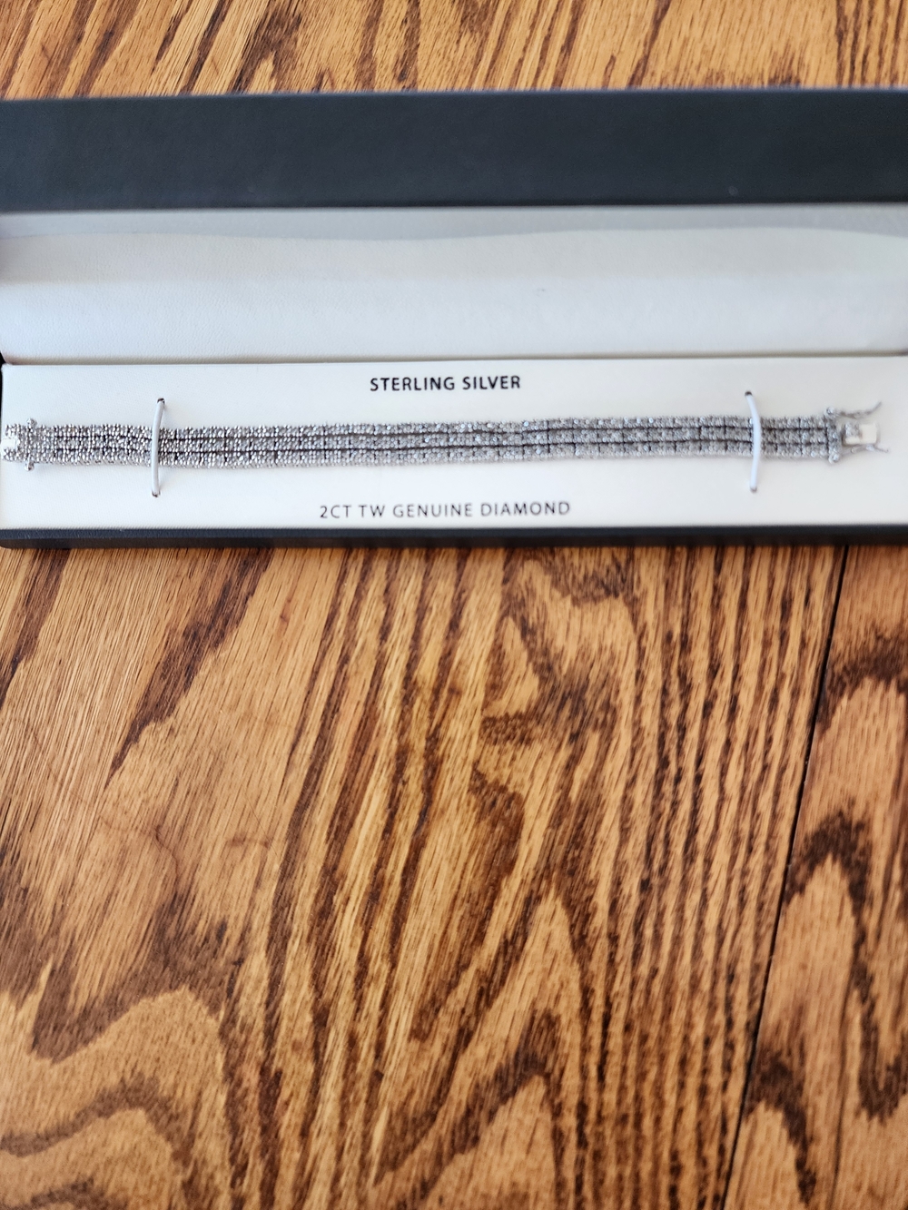 Macy's Sterling Silver Multi-Row Genuine Diamond Bracelet - Silver